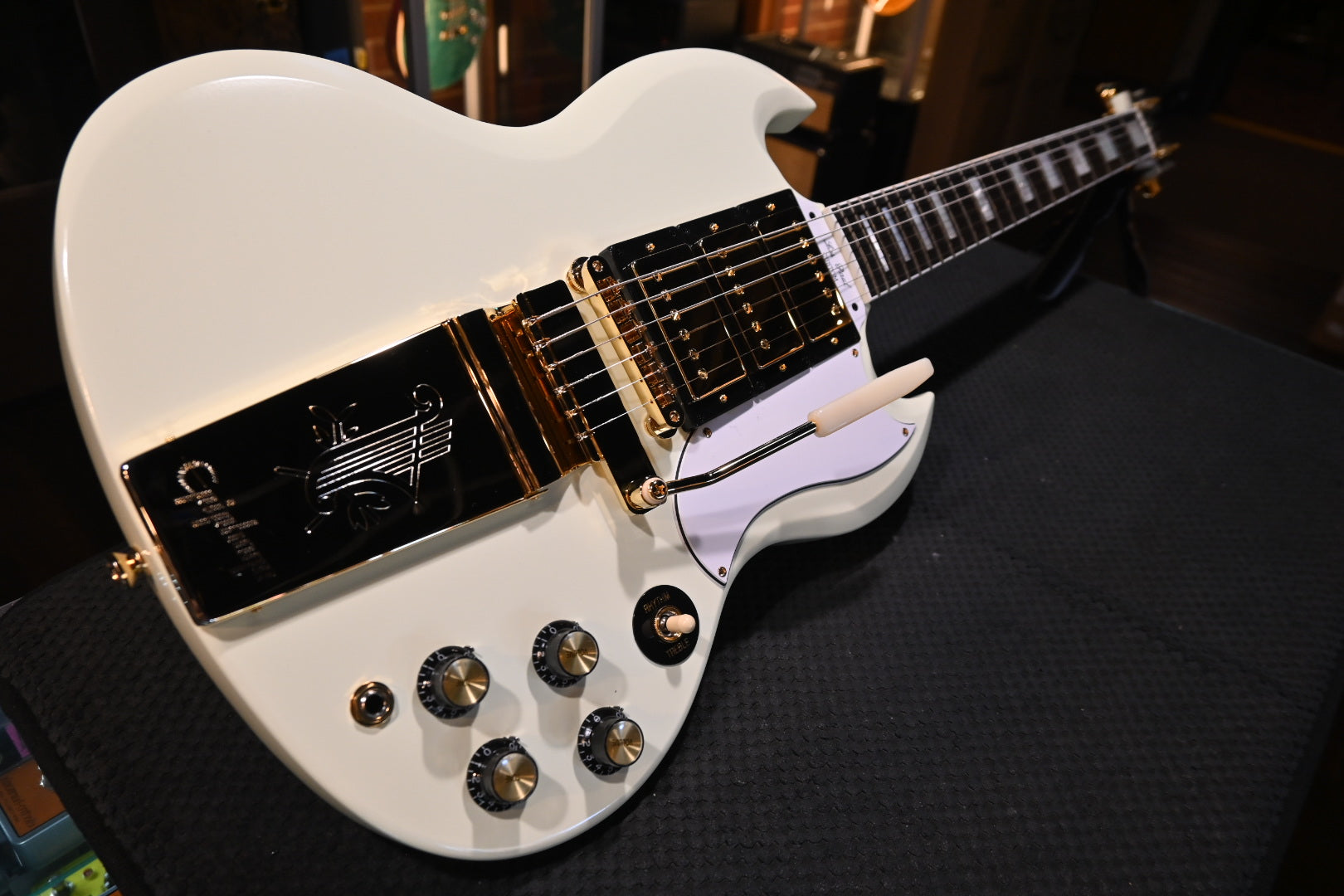 Epiphone 1963 Les Paul SG Custom with Maestro Vibrola - Classic White Guitar #5154 - Danville Music