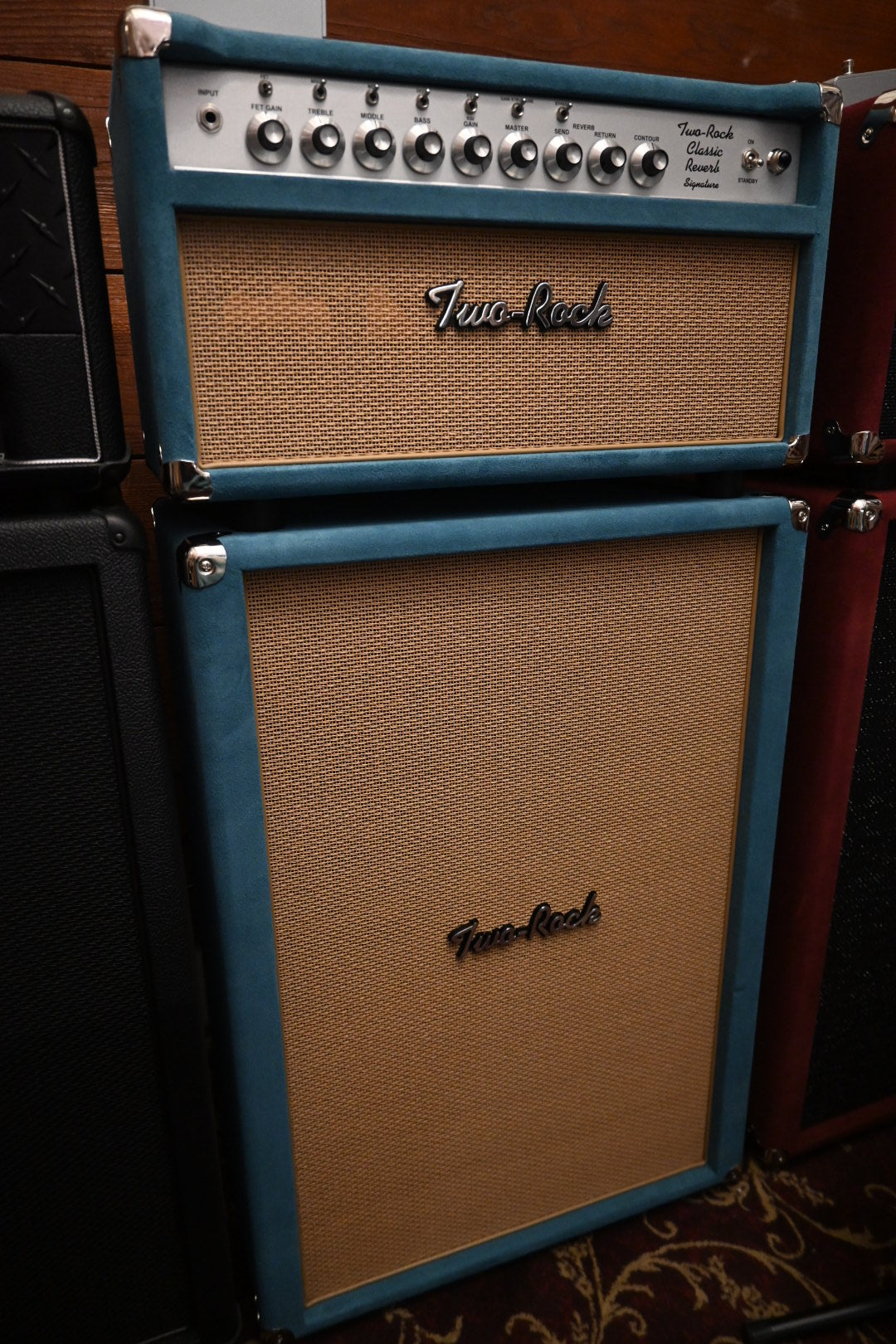 Two Rock Classic Reverb Signature w/Matching 2x12 Cabinet - Medium Blue Suede Amplifier #1550