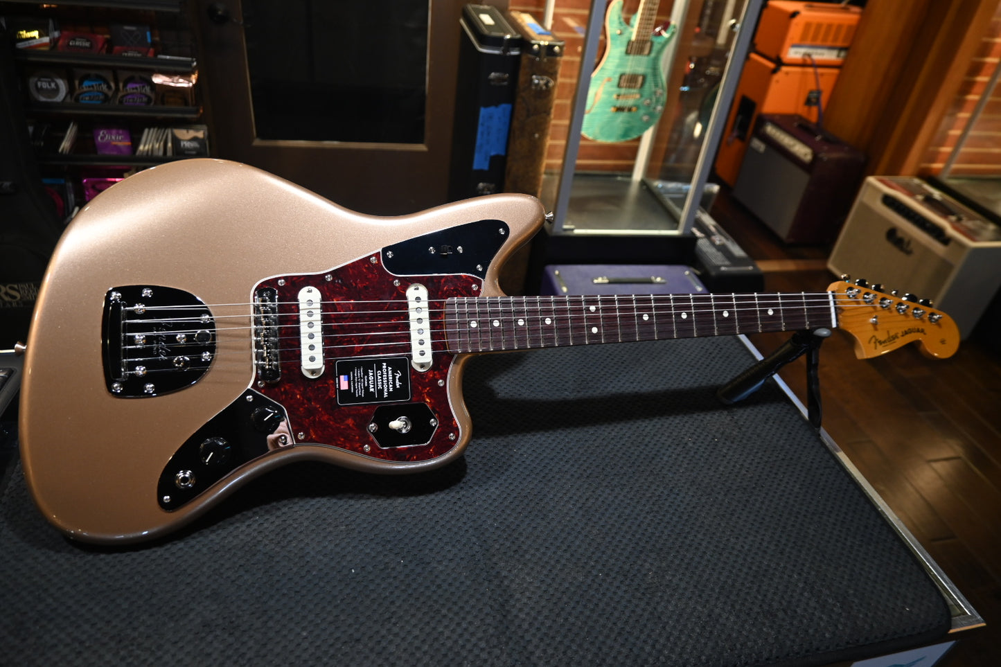 Fender American Professional Classic Jaguar - Faded Firemist Gold Guitar #8124