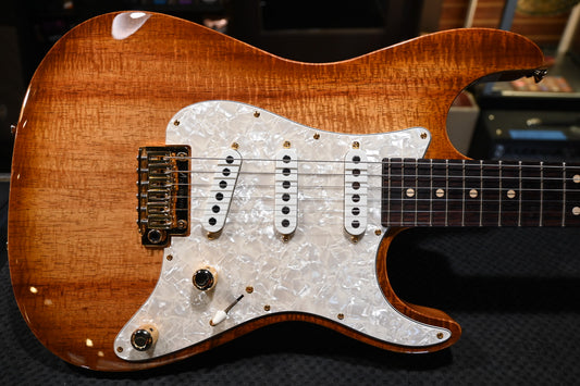 Tom Anderson Drop Top Classic Shorty Hollow Koa 2023 - Light Tobacco Shaded Edge Guitar #123A