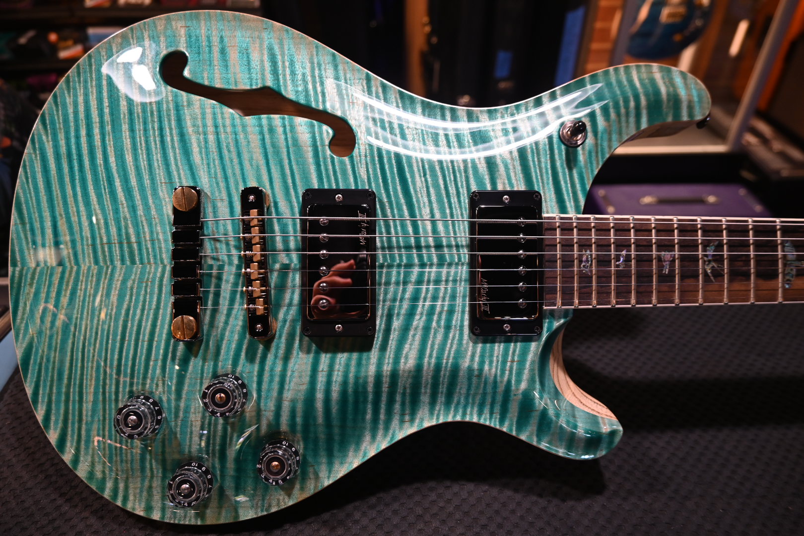 PRS Wood Library McCarty 594 Semi-Hollow Danville Music 35th Anniversary Artist Top - Bahamian Blue Guitar #8198 - Danville Music