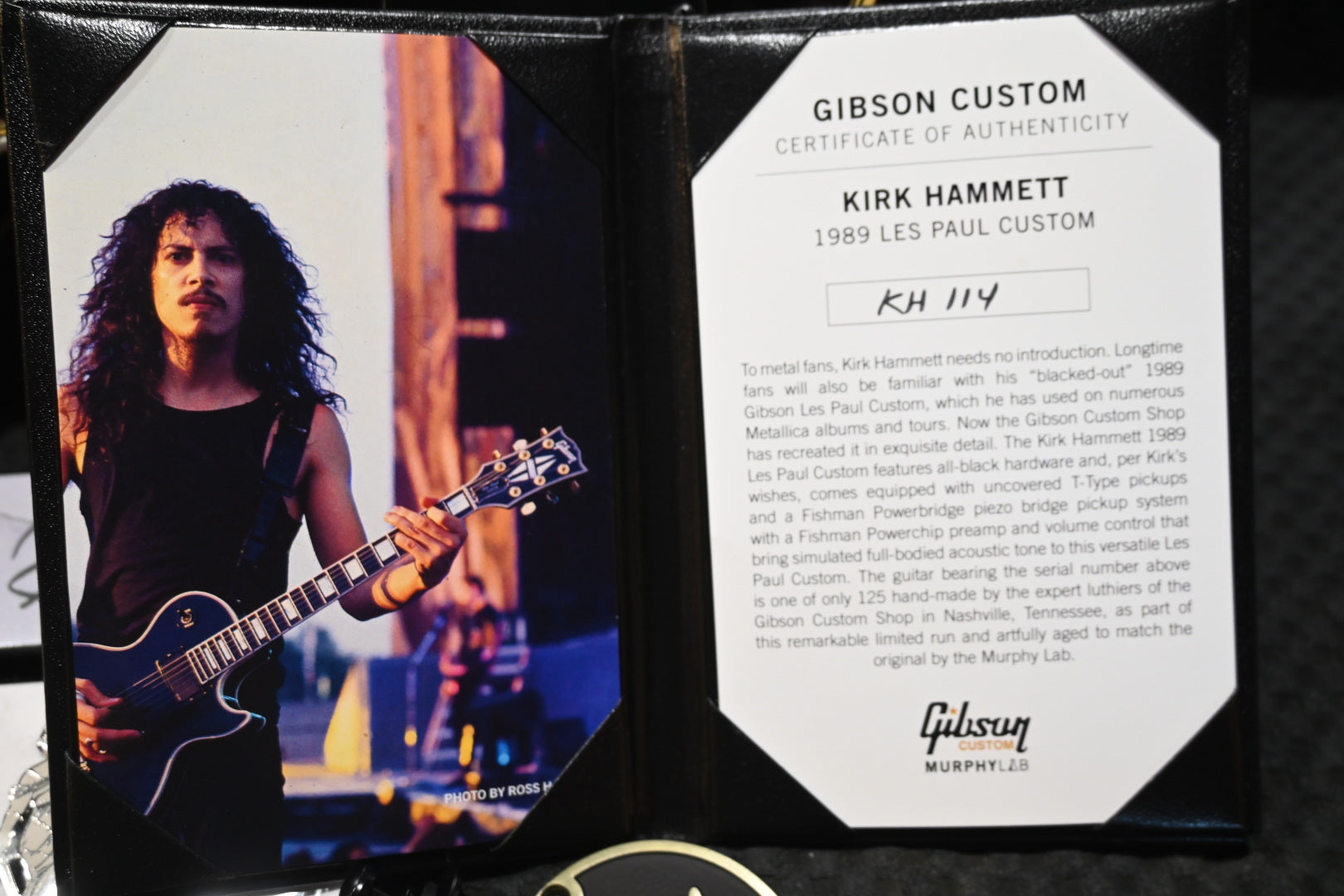 Gibson Custom Shop Kirk Hammett 1989 Les Paul Custom Murphy Lab Aged Nitro 2024 - Ebony Guitar #KH114 - Danville Music