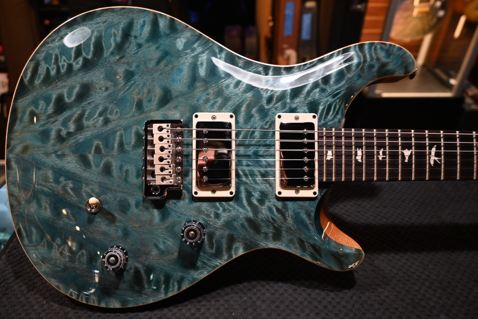 PRS Wood Library CE 24 Angel Step Quilt - Blue Crab Blue Guitar #5634 - Danville Music