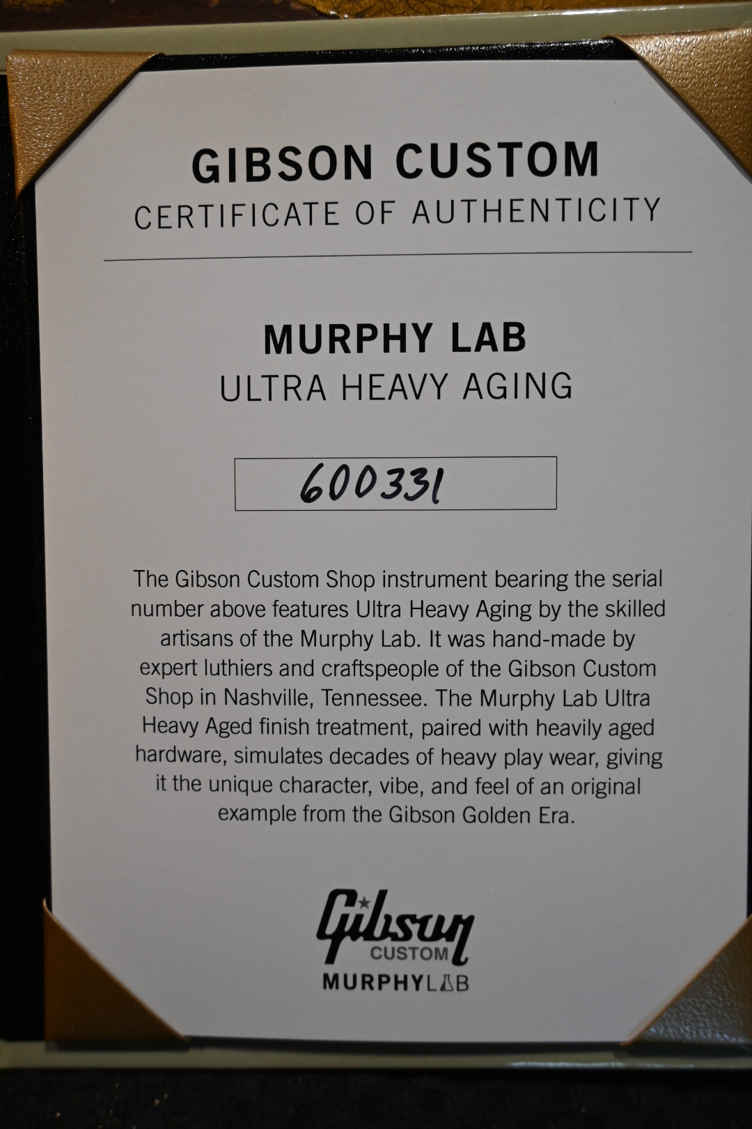 Gibson Custom Shop 1961 SG Standard Murphy Lab Ultra Heavy Aged - Double Gold Guitar #0331 - Danville Music