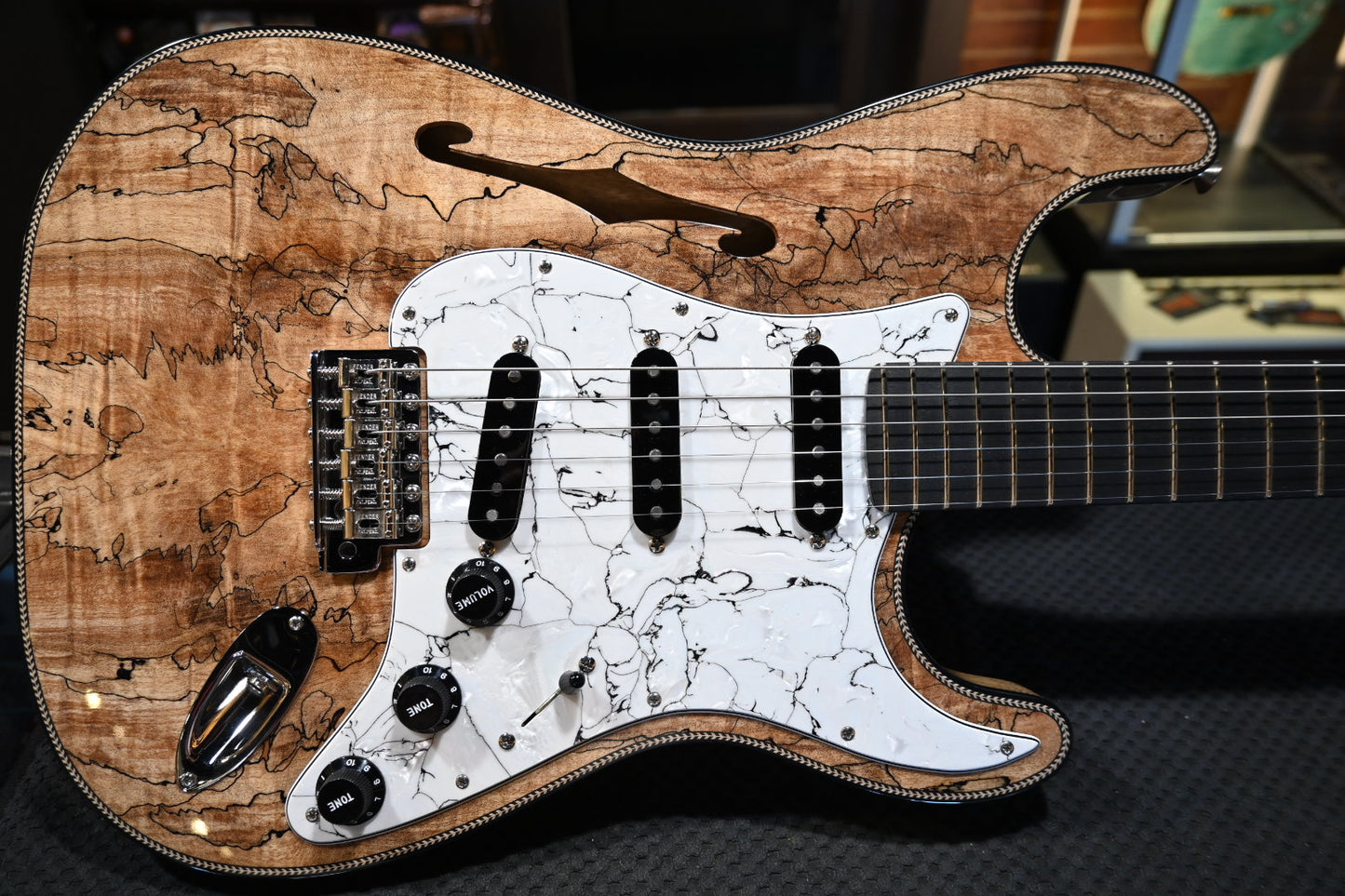 Fender Custom Shop Kyle McMillin Masterbuilt Prestige Stratocaster NOS Spalted Maple - Natural Guitar #1379 - Danville Music