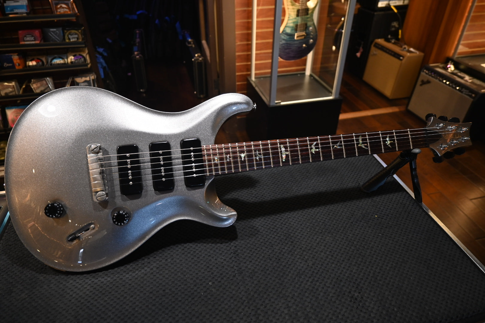 PRS Custom 22 Soapbar 2009 - Platinum Metallic Guitar #3366 - Danville Music