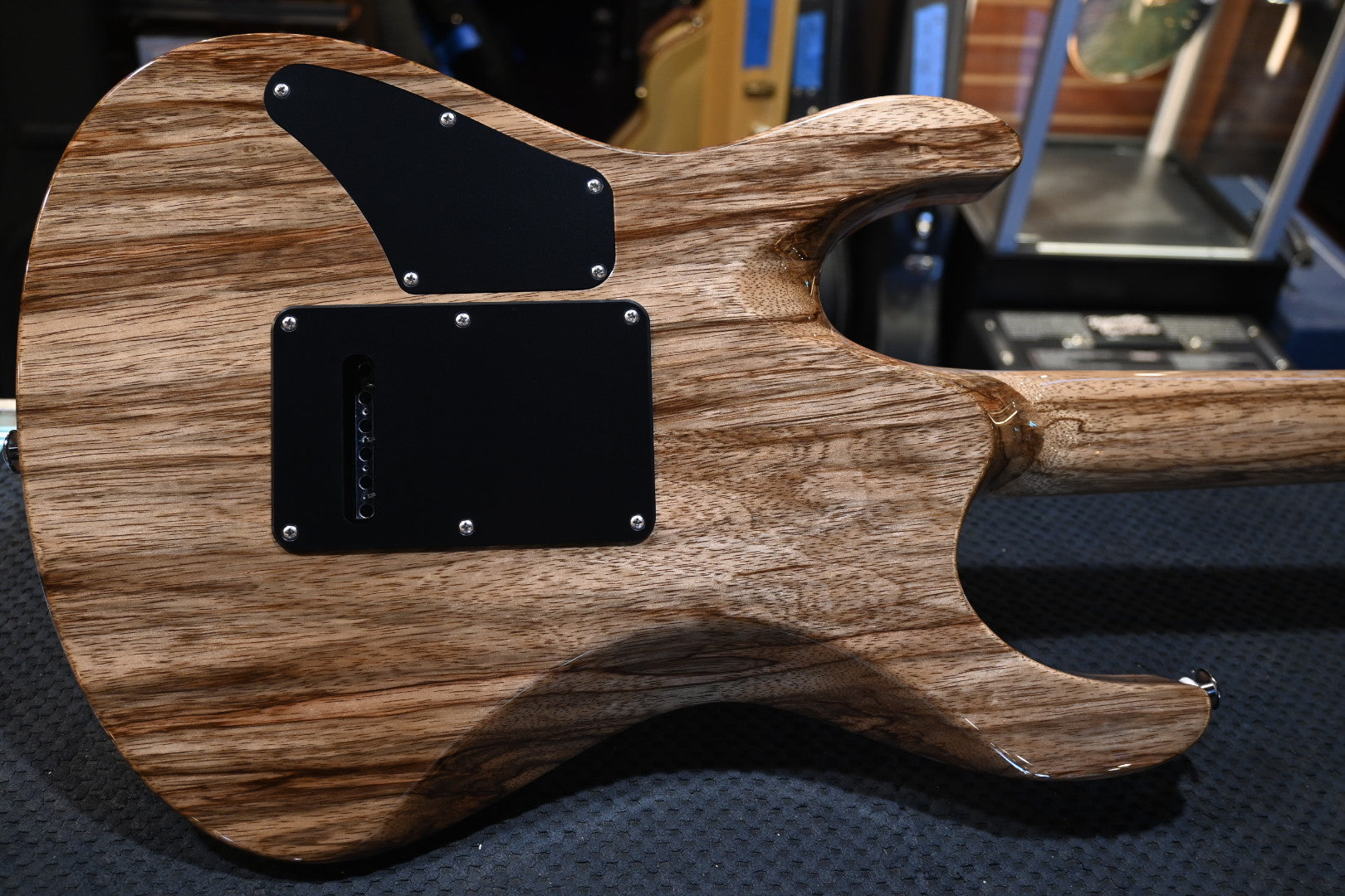 Suhr Custom Modern Carved Top Set Neck Waterfall Burl - Trans Green Guitar #5121 - Danville Music