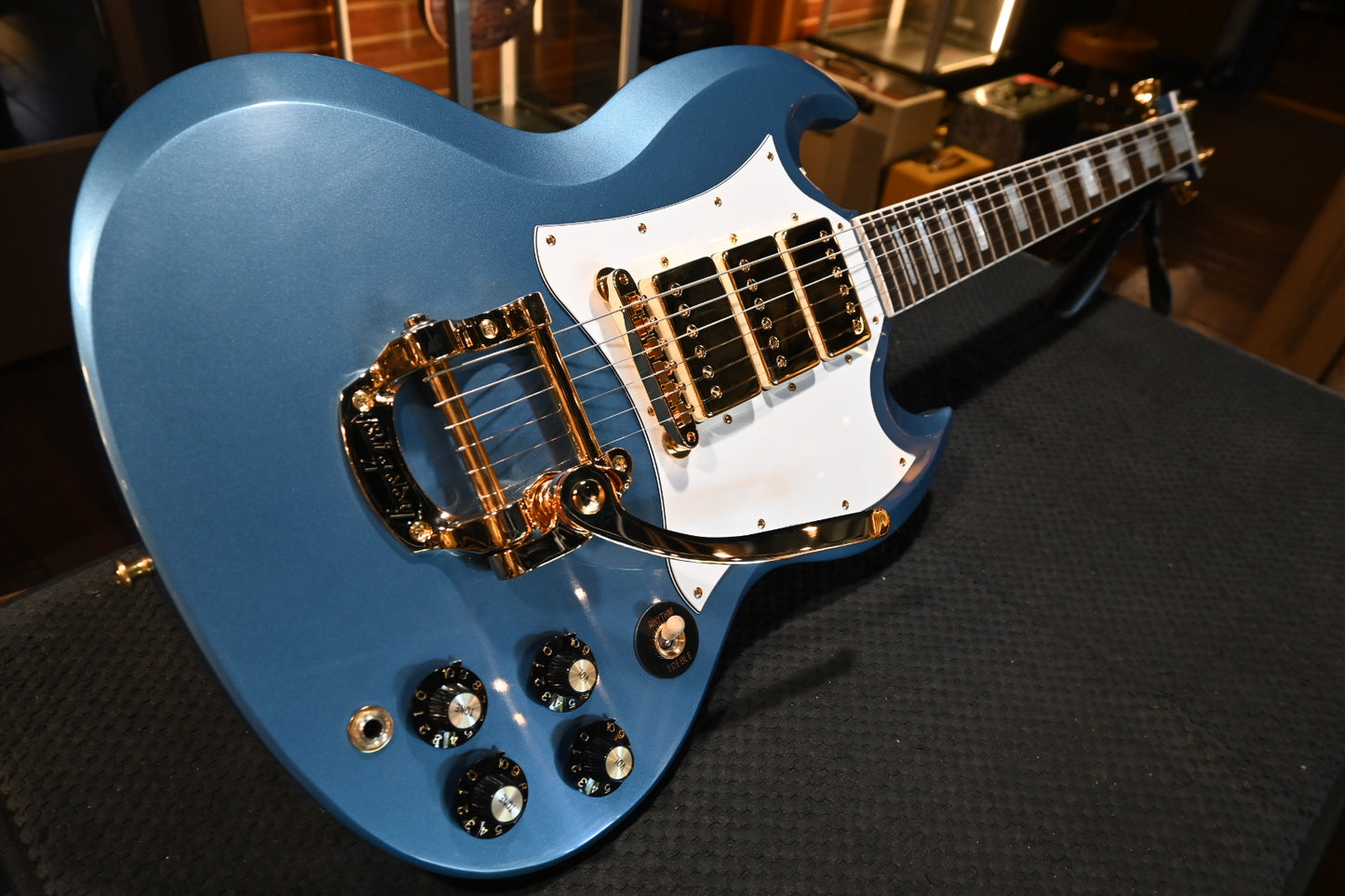Gibson Custom Shop 1963 Les Paul SG Custom 3-Pickup Bigsby VOS “Hendrix” PSL - Pelham Blue Guitar #0573