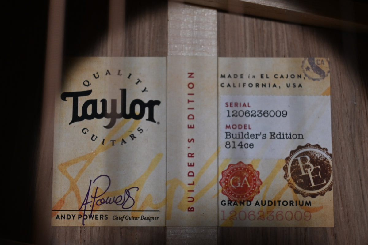 Taylor Next Generation 814ce Builder's Edition Adirondack/Honduran Rosewood 2026 - Shaded Edge Burst Guitar #6009