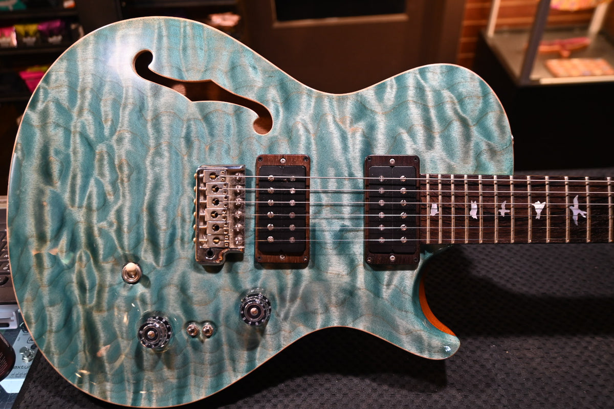 PRS Private Stock Singlecut Trem Semi-Hollow Brazilian 2017 - Double Faded Aquamarine Guitar #6662 - Danville Music