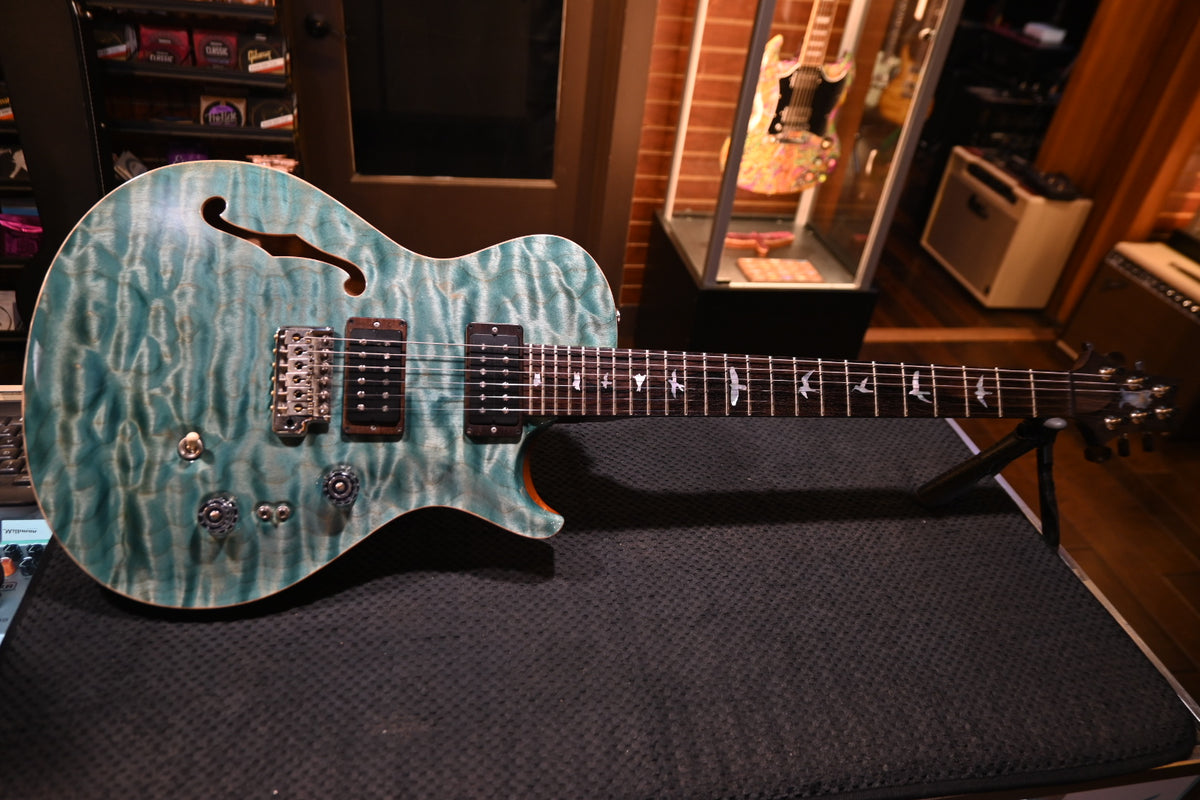 PRS Private Stock Singlecut Trem Semi-Hollow Brazilian 2017 - Double Faded Aquamarine Guitar #6662 - Danville Music
