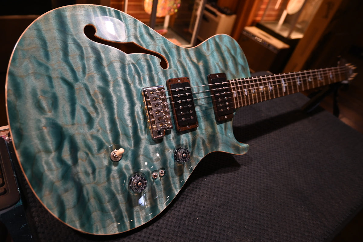 PRS Private Stock Singlecut Trem Semi-Hollow Brazilian 2017 - Double Faded Aquamarine Guitar #6662 - Danville Music
