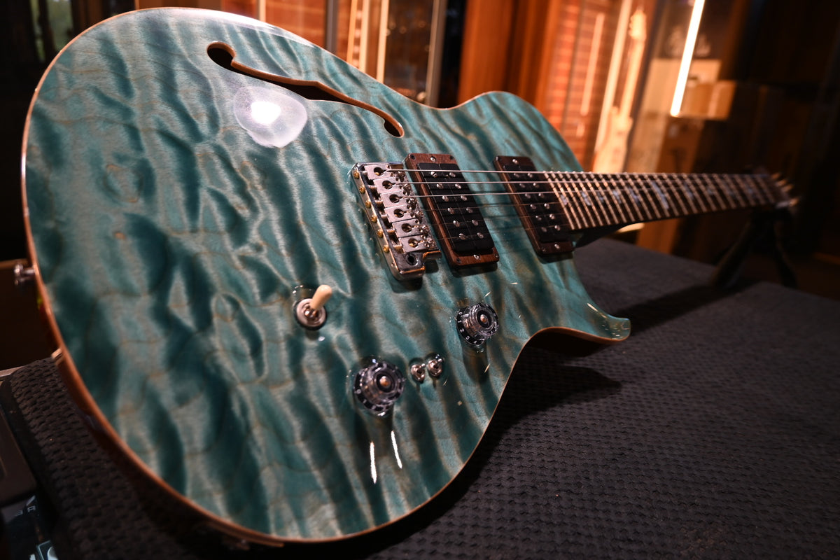 PRS Private Stock Singlecut Trem Semi-Hollow Brazilian 2017 - Double Faded Aquamarine Guitar #6662 - Danville Music