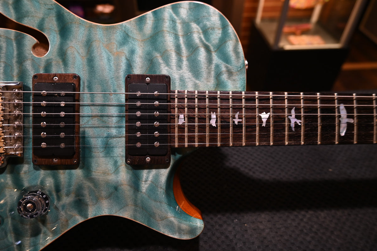 PRS Private Stock Singlecut Trem Semi-Hollow Brazilian 2017 - Double Faded Aquamarine Guitar #6662 - Danville Music