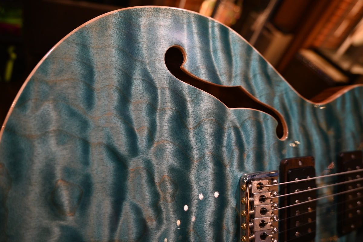 PRS Private Stock Singlecut Trem Semi-Hollow Brazilian 2017 - Double Faded Aquamarine Guitar #6662 - Danville Music