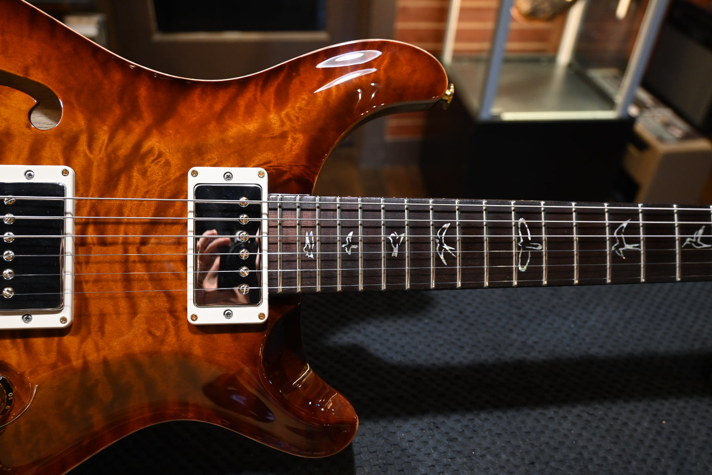 PRS Wood Library Custom 22 Semi-Hollow 10-Top Quilt 2018 Brazilian - Black Gold Burst Guitar #0884