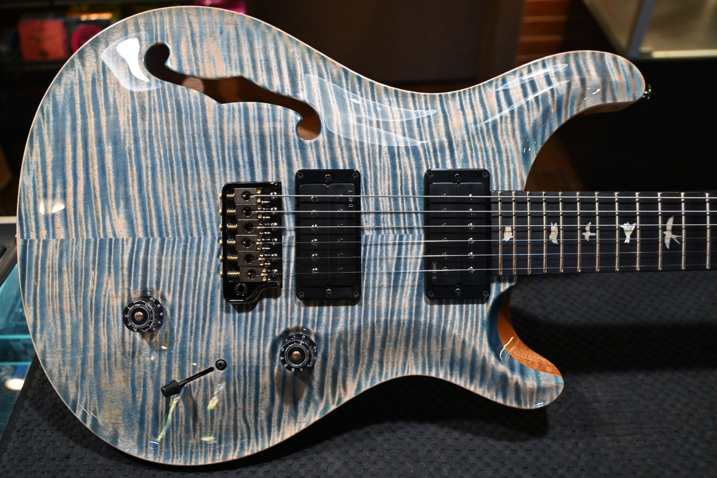 PRS PRS Custom 24 Semi-Hollow Artist Grade Top Private Stock Color Limited Edition Guitar - Faded Indigo #8142
