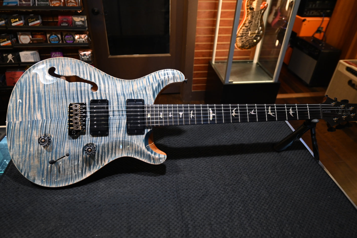 PRS PRS Custom 24 Semi-Hollow Artist Grade Top Private Stock Color Limited Edition Guitar - Faded Indigo #8142