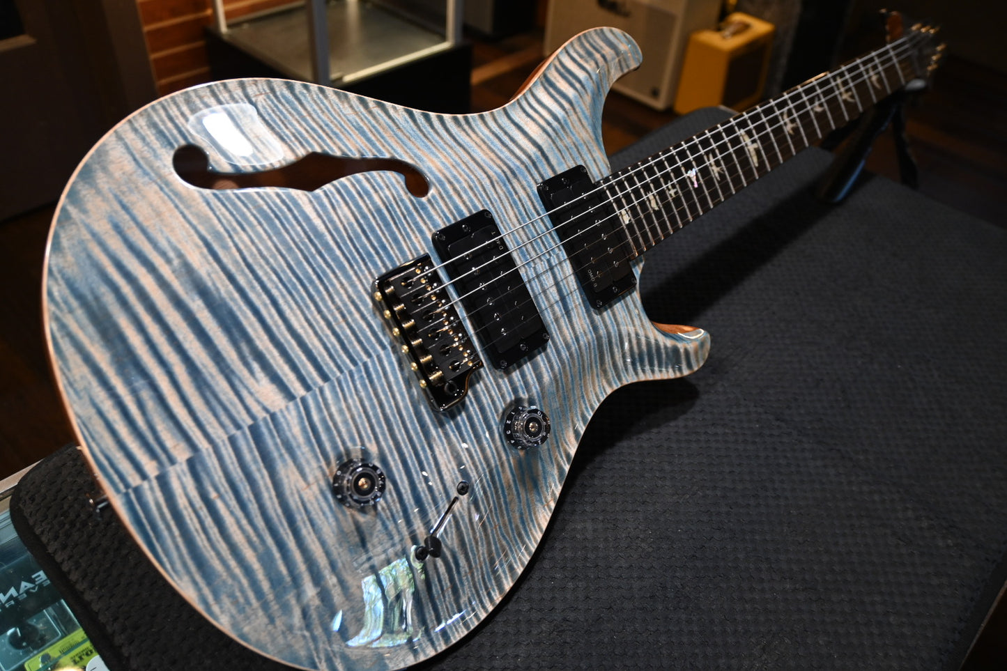 PRS PRS Custom 24 Semi-Hollow Artist Grade Top Private Stock Color Limited Edition Guitar - Faded Indigo #8142