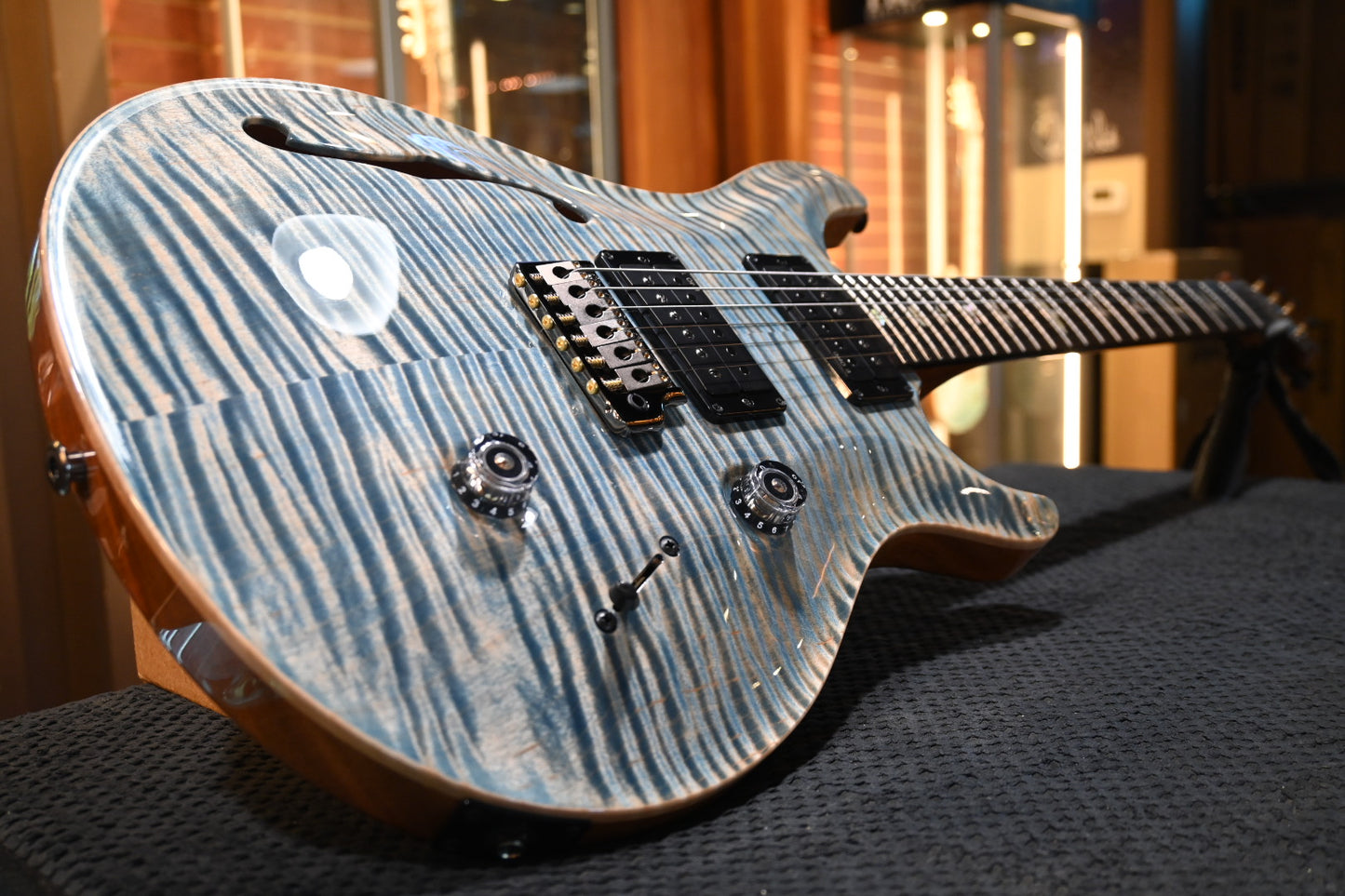 PRS PRS Custom 24 Semi-Hollow Artist Grade Top Private Stock Color Limited Edition Guitar - Faded Indigo #8142