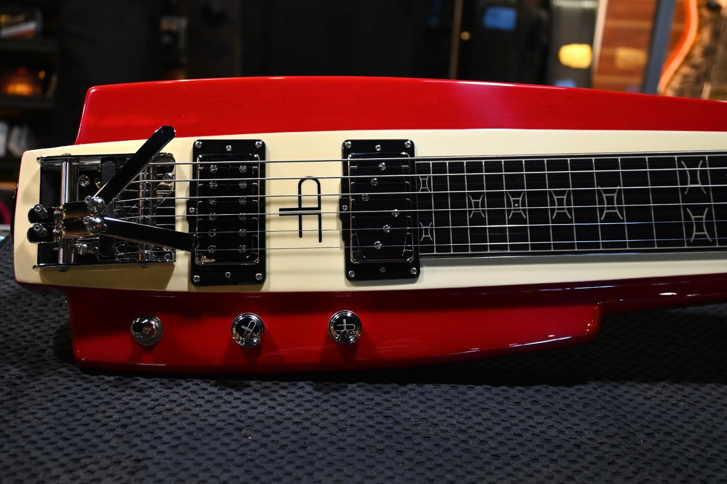 Duesenberg Alliance Paul Franklin Lapsteel - Red & Vintage White Guitar #3436