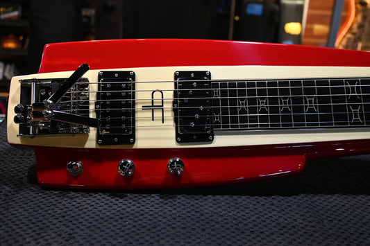 Duesenberg Alliance Paul Franklin Lapsteel - Red & Vintage White Guitar #3436