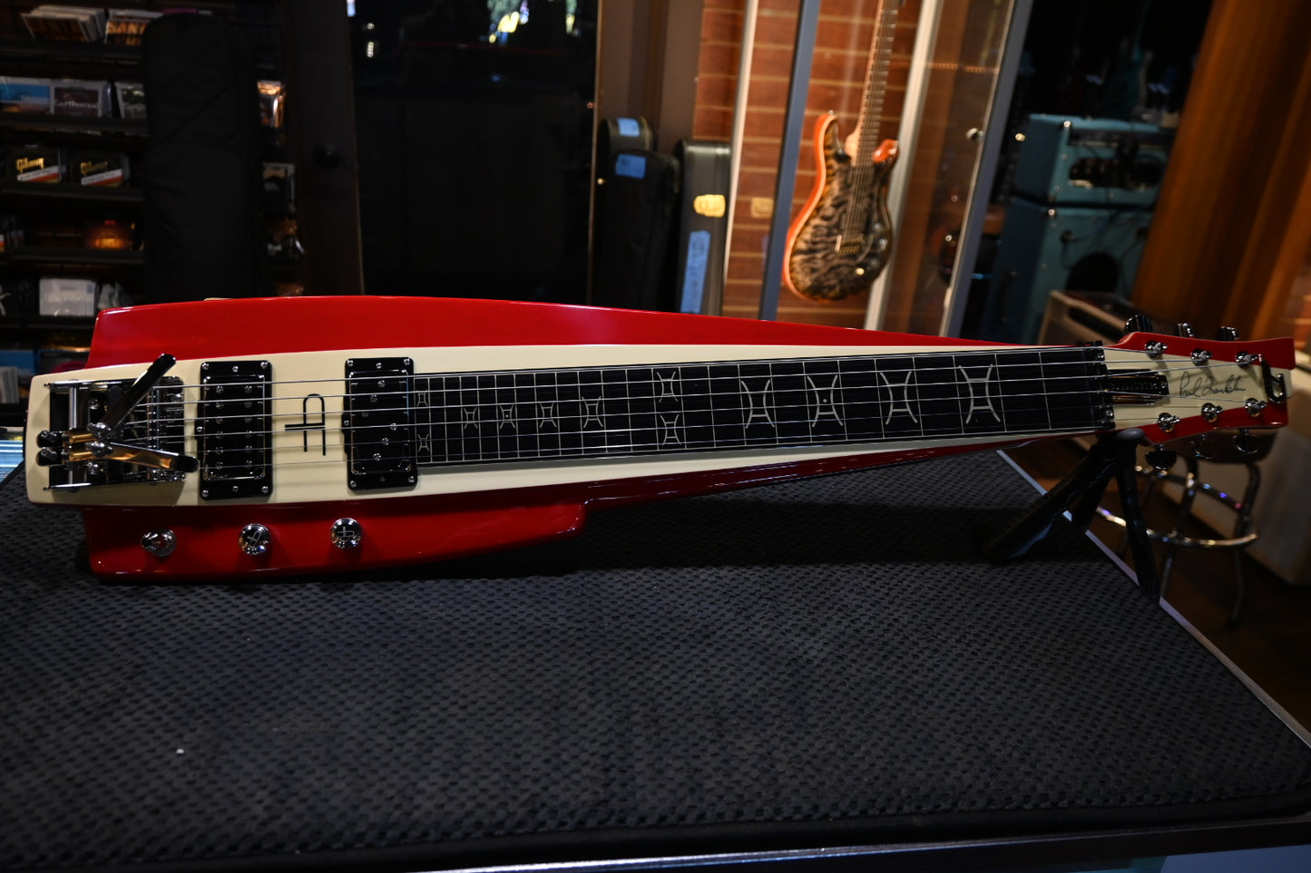 Duesenberg Alliance Paul Franklin Lapsteel - Red & Vintage White Guitar #3436
