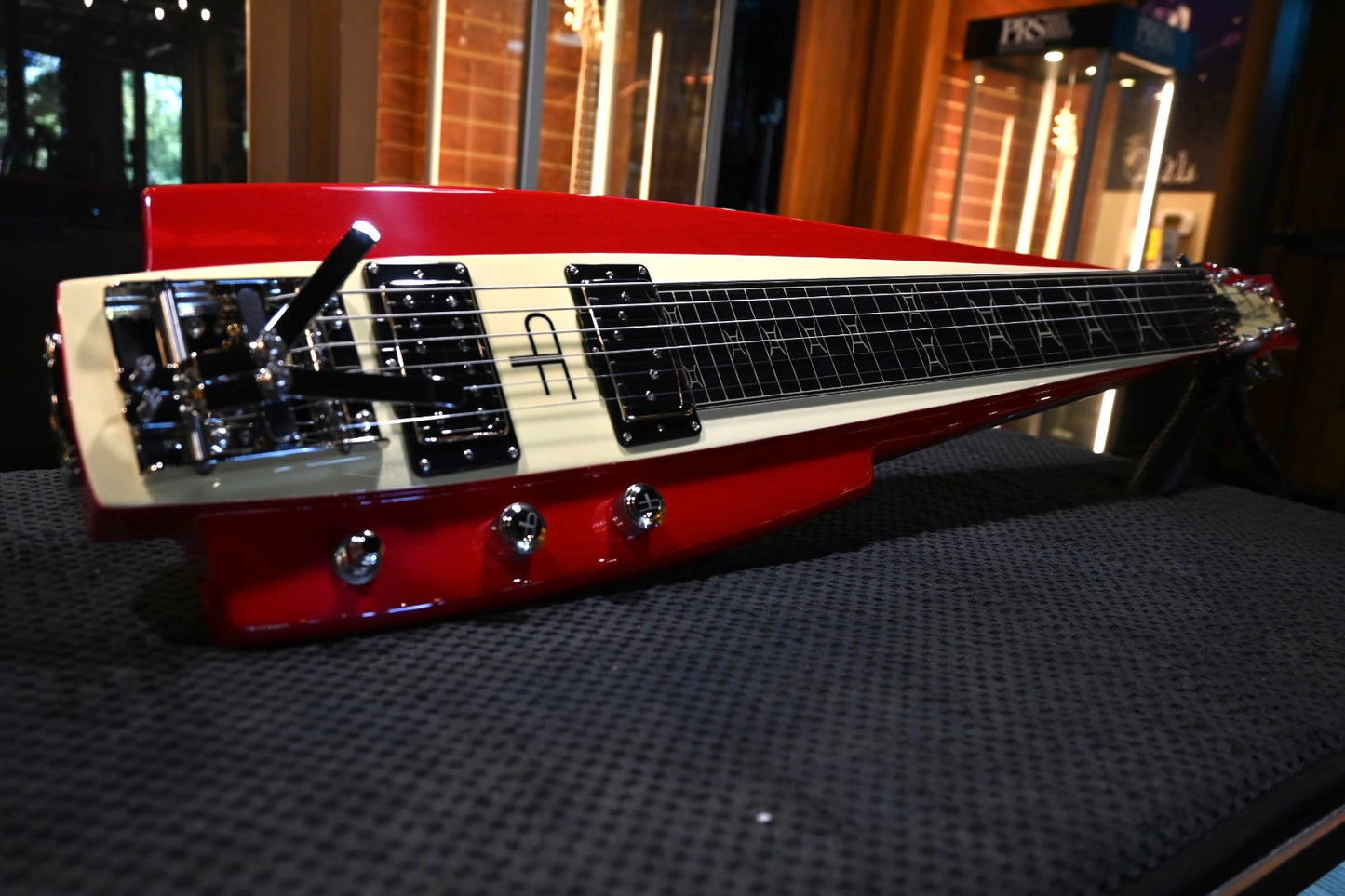 Duesenberg Alliance Paul Franklin Lapsteel - Red & Vintage White Guitar #3436