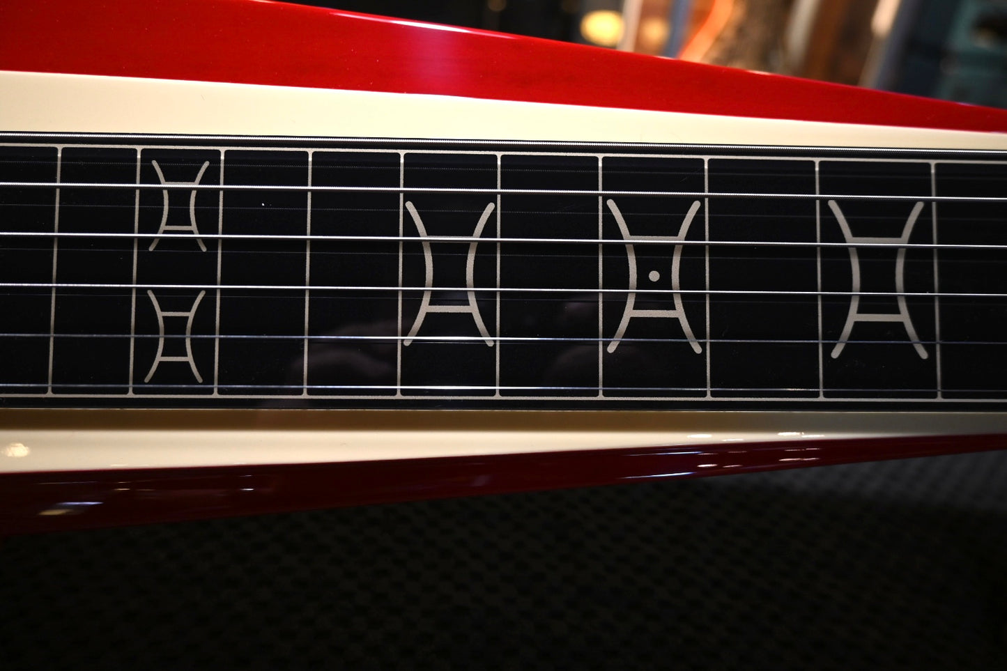 Duesenberg Alliance Paul Franklin Lapsteel - Red & Vintage White Guitar #3436