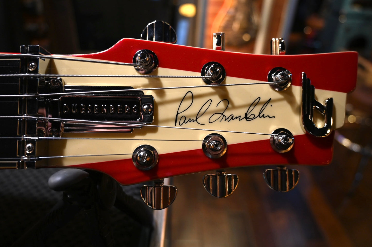 Duesenberg Alliance Paul Franklin Lapsteel - Red & Vintage White Guitar #3436