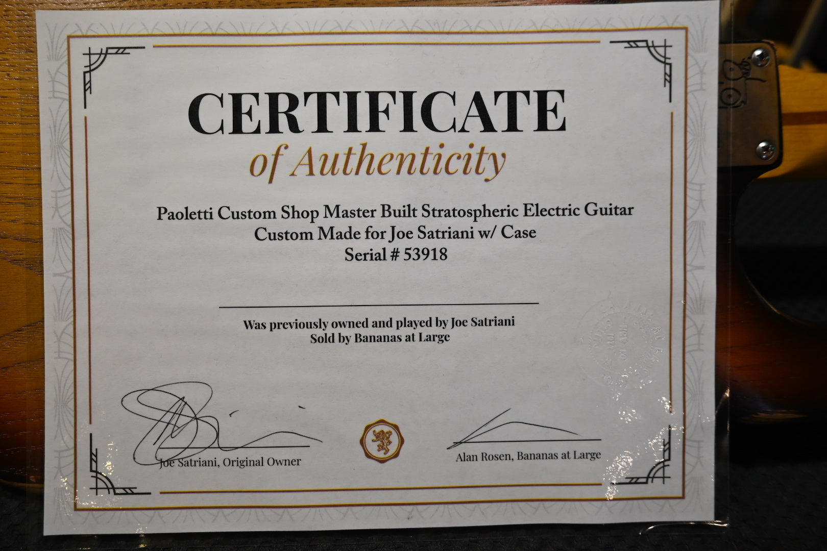 Paoletti Custom Shop Masterbuilt Stratospheric Owned By Joe Satriani - 3-Color Sunburst Guitar #3918 - Danville Music