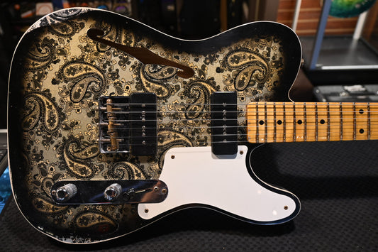 Fender Custom Shop LTD Dual P-90 Dual P-90 Telecaster Relic - Aged Black Paisley Guitar #1877 - Danville Music