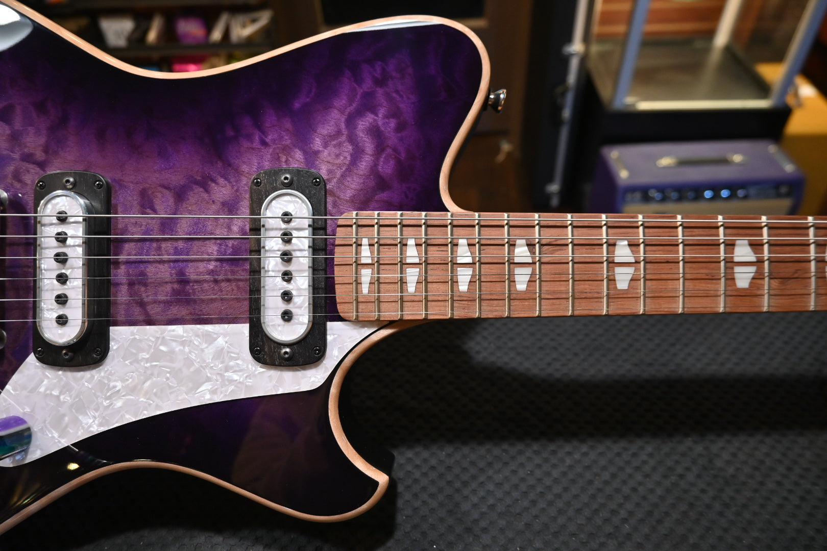 Powers Electric A-Type Select Quilt Maple PF42 CamTail - Ube Burst Guitar #B294 - Danville Music