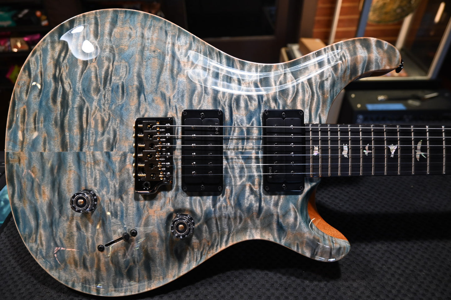 PRS Custom 24 Artist Grade Quilt Top Private Stock Color Limited Edition - Faded Indigo Guitar #5586