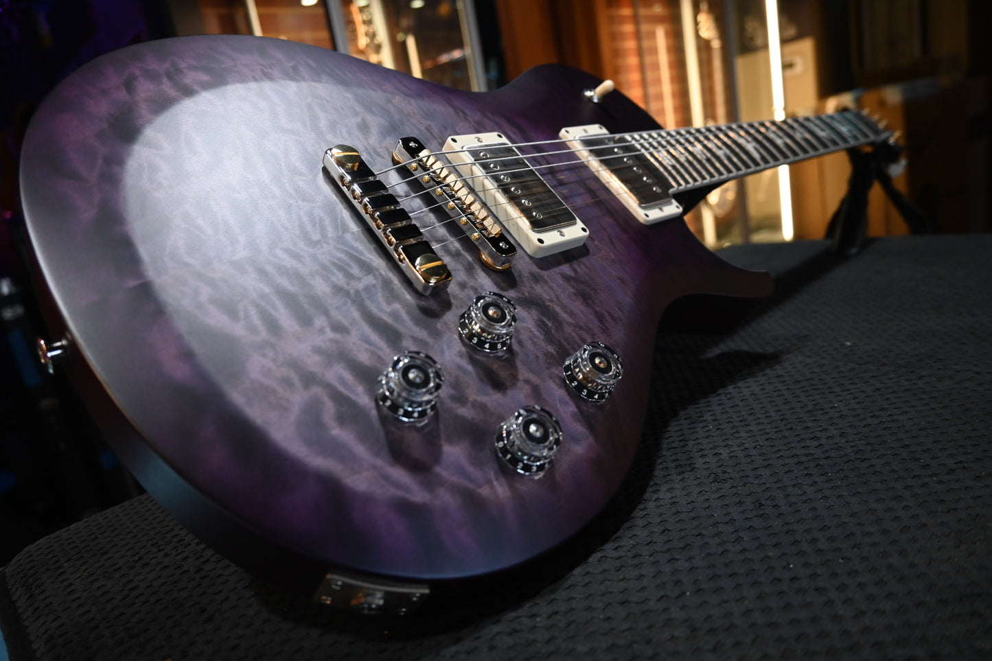 PRS Wood Library S2 McCarty SC 594 Single-Cut Quilt - Faded Gray Black Purple Burst Satin Guitar #9196