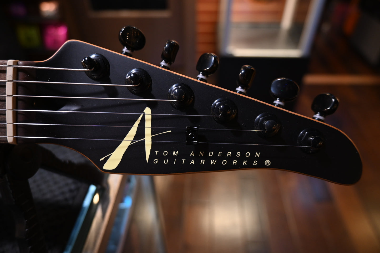 Tom Anderson Raven Superbird Classic Shorty - Satin Black with Green Doghair Guitar #426A