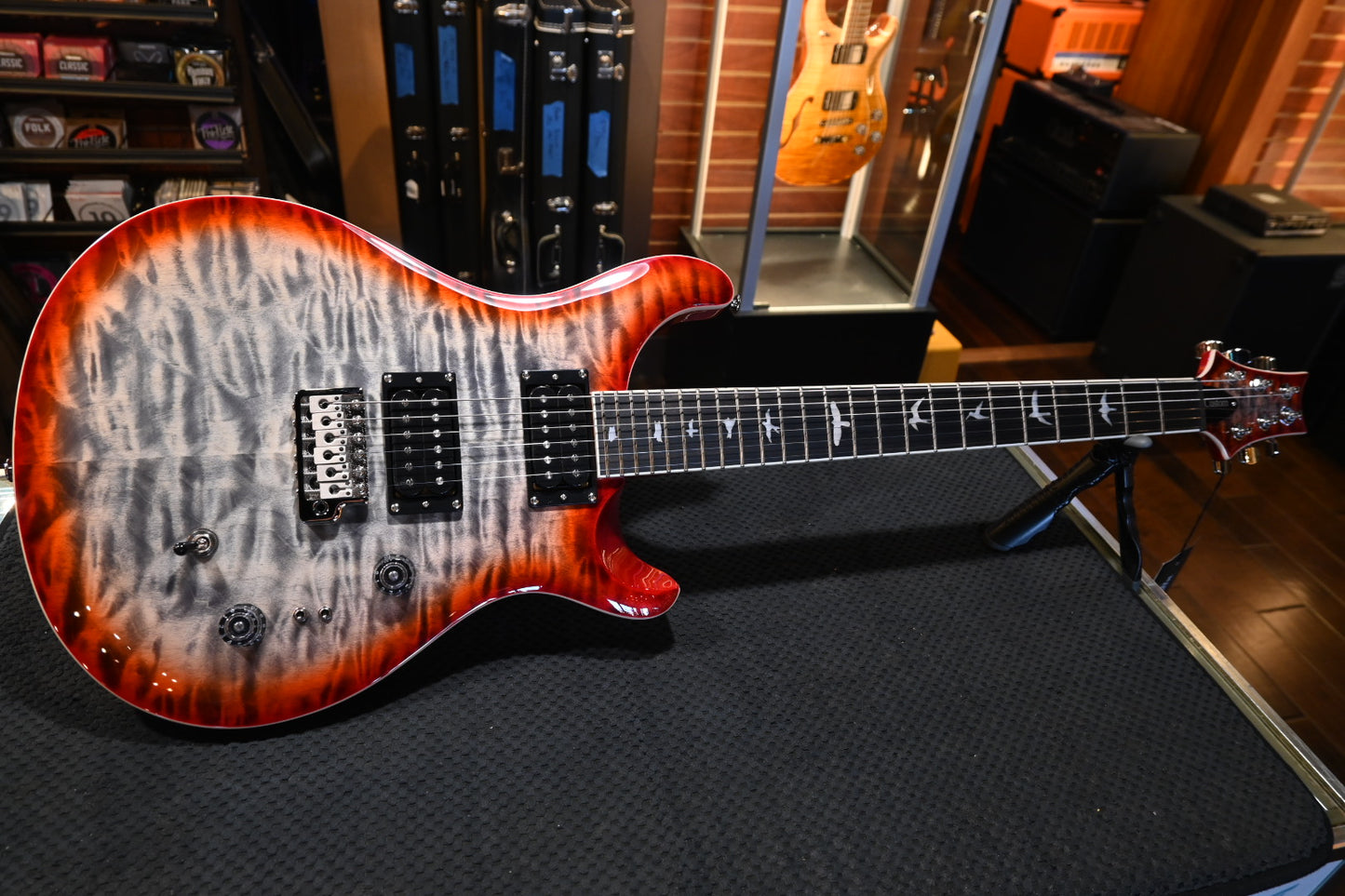 PRS SE Custom 24-08 Quilt - Charcoal Cherry Burst Guitar #2477