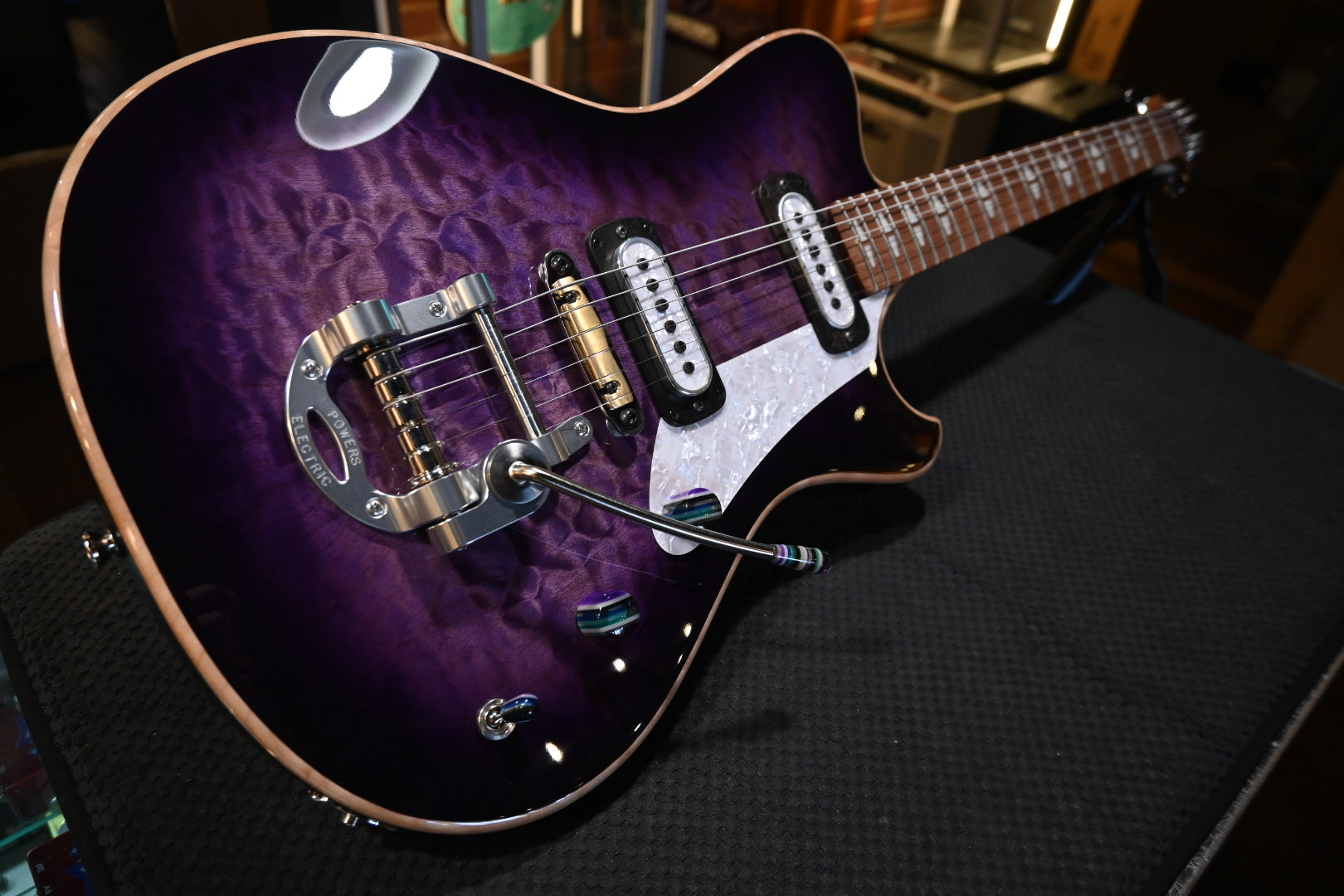 Powers Electric A-Type Select Quilt Maple PF42 CamTail - Ube Burst Guitar #B294 - Danville Music