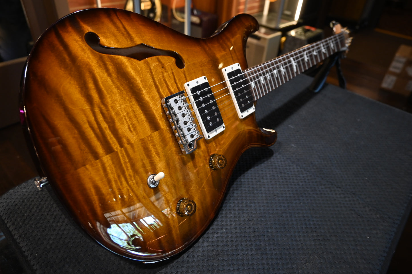 PRS CE 24 Semi-Hollow 2024 - Black Amber Guitar #7486 - Danville Music