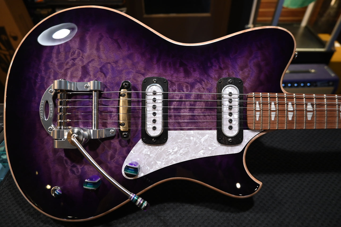 Powers Electric A-Type Select Quilt Maple PF42 CamTail - Ube Burst Guitar #B294 - Danville Music