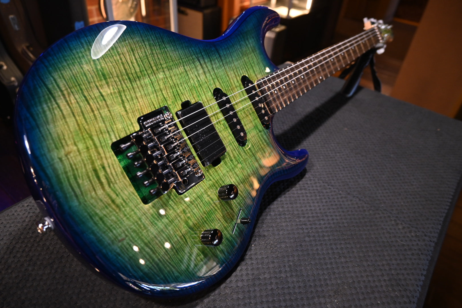 Music Man BFR Luke IV HSS Floyd - Green Tide Guitar #1569 - Danville Music