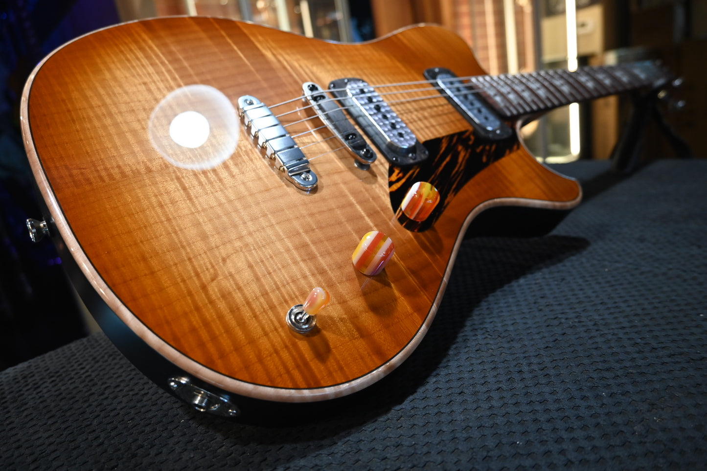 Powers Electric A-Type Select Maple FF42 Hard Tail - Wild Honey Burst Guitar #B101 - Danville Music