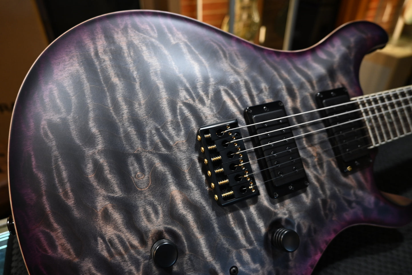 PRS Wood Library Holcomb 10-Top One-Piece Quilt - Charcoal Purple Burst Satin Guitar #2635