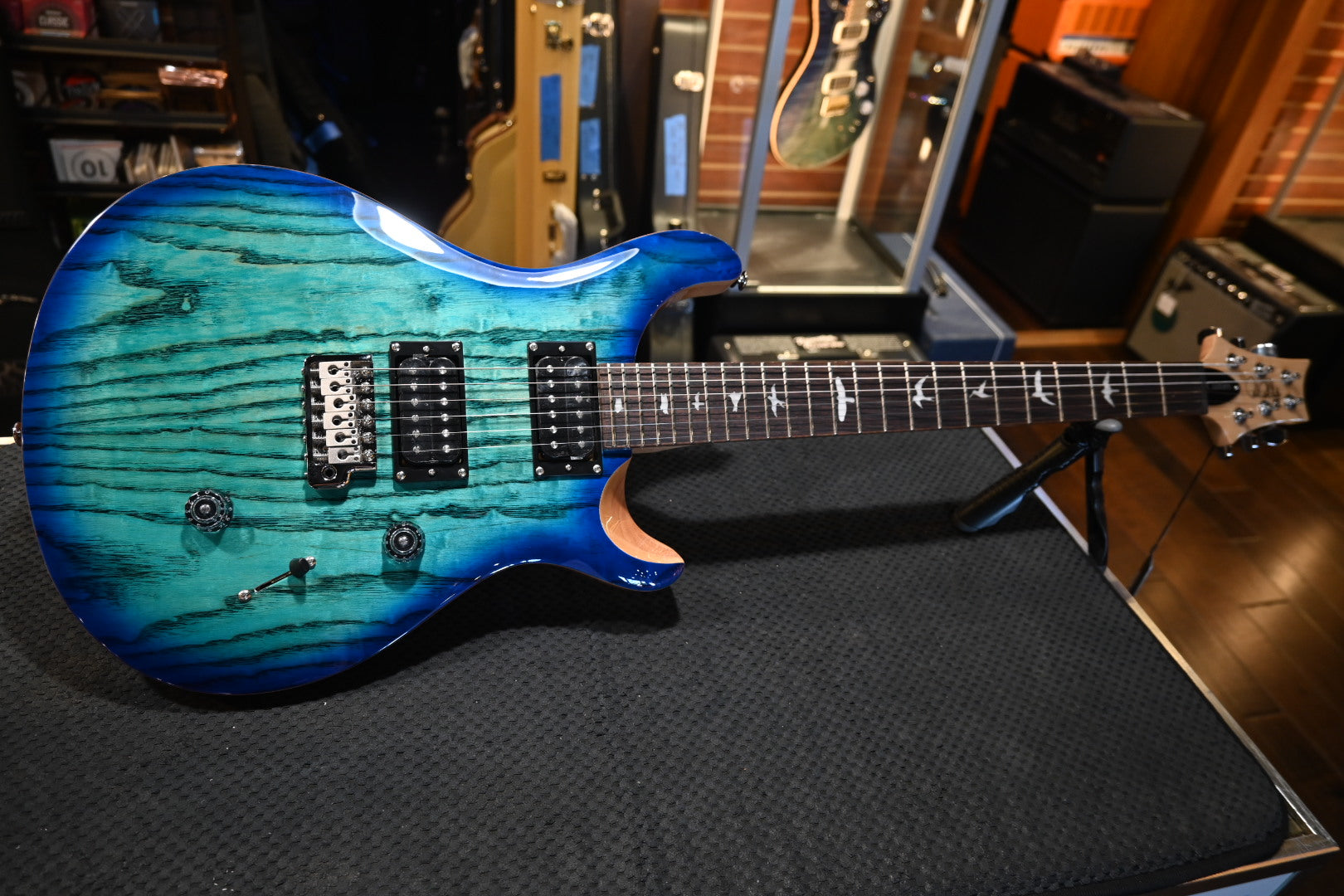PRS SE “Exotic” Custom 24 Swamp Ash Limited - Lake Blue Guitar #3768 - Danville Music