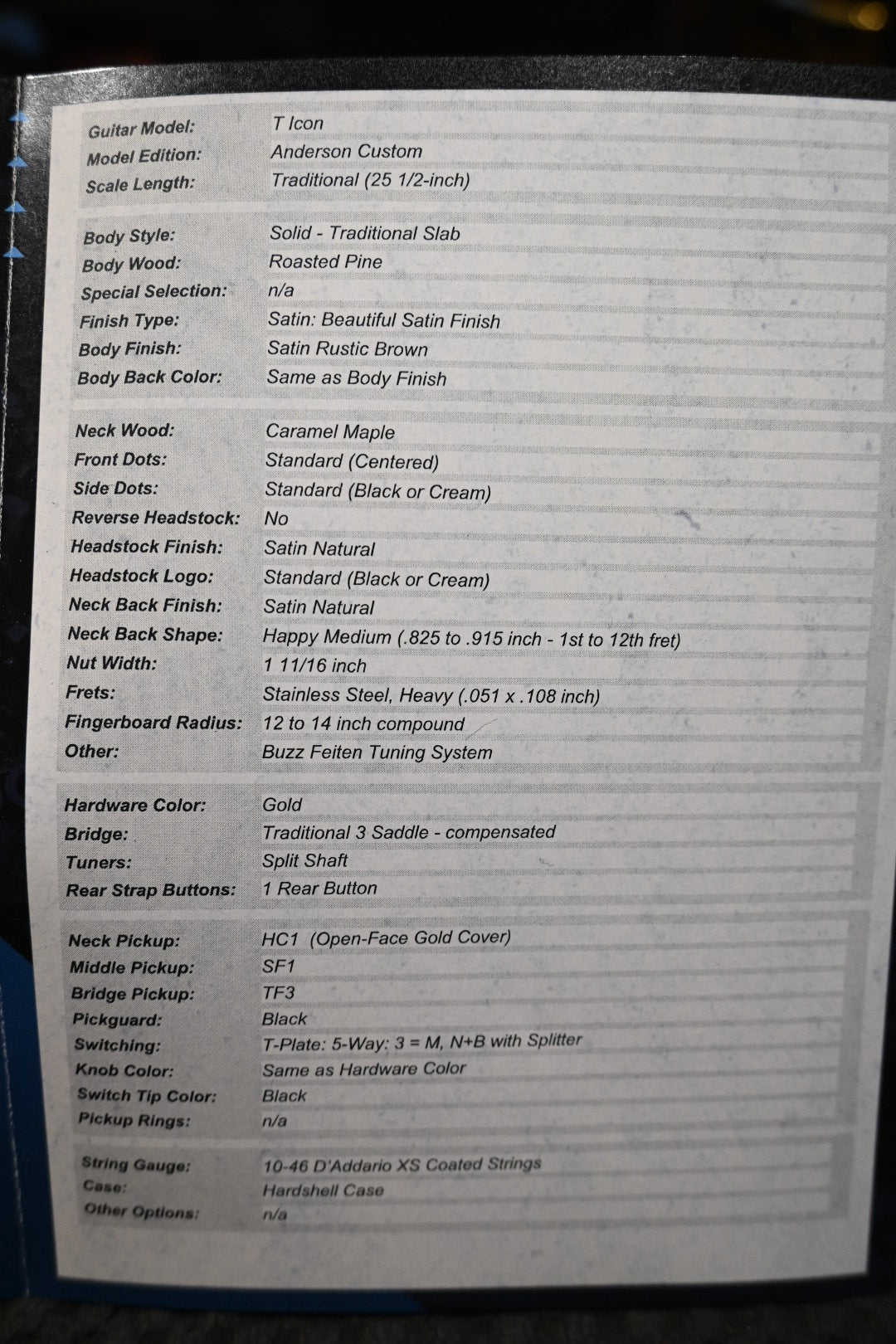 Tom Anderson T Icon Roasted Pine - Satin Rustic Brown Guitar #125A - Danville Music