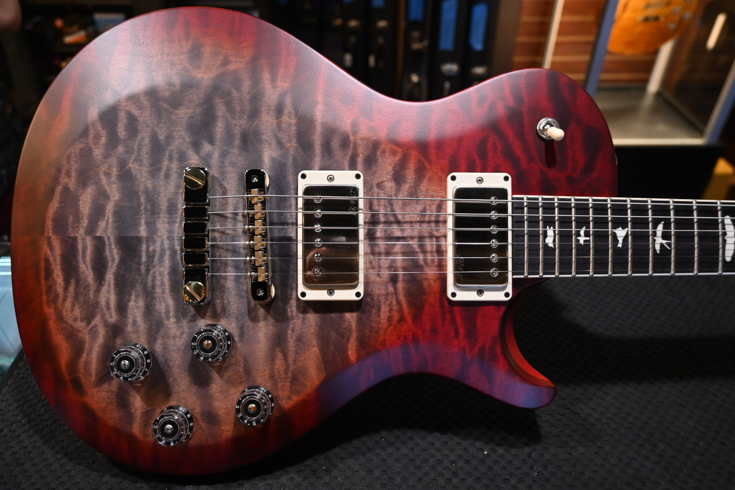 PRS S2 Wood Library McCarty SC 594 Single-Cut Quilt - Faded Gray Black Cherry Burst Satin Guitar #9907