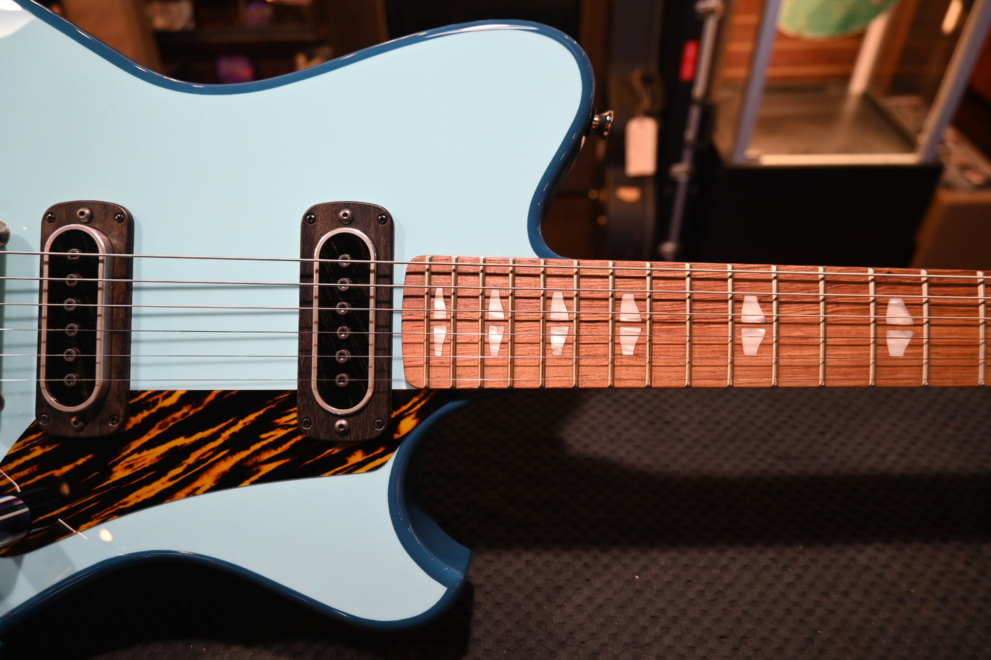 Powers Electric A-Type PF42 CamTail - Larkspur/Oslo Blue Guitar #B274 - Danville Music