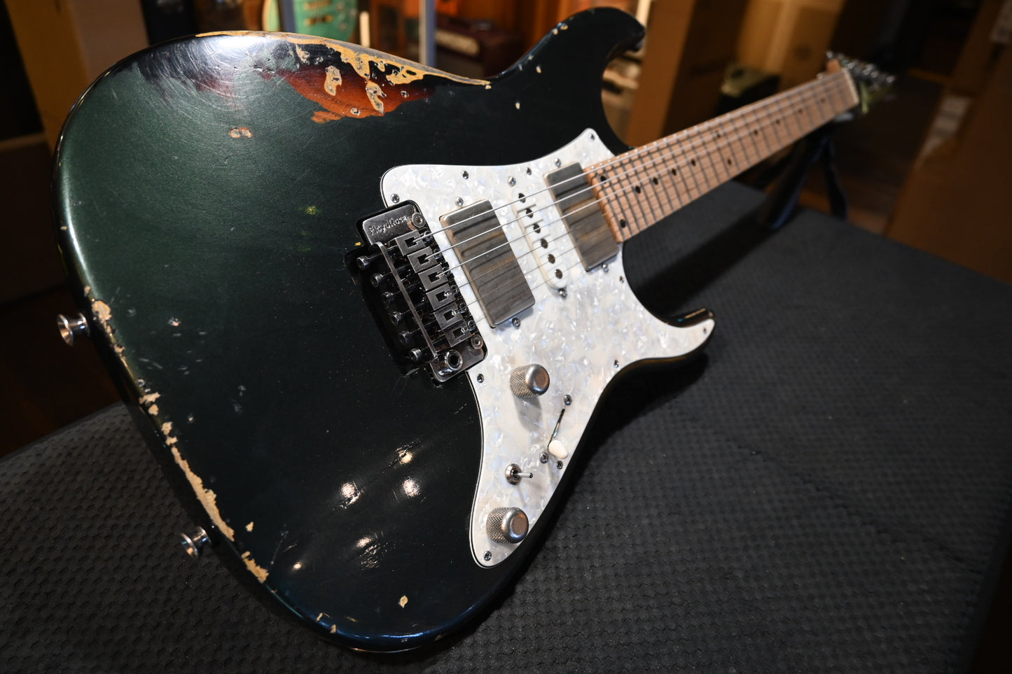 Tom Anderson Guardian Angel Player In-Distress - Bullit Green over 3-Color Burst Guitar #725P