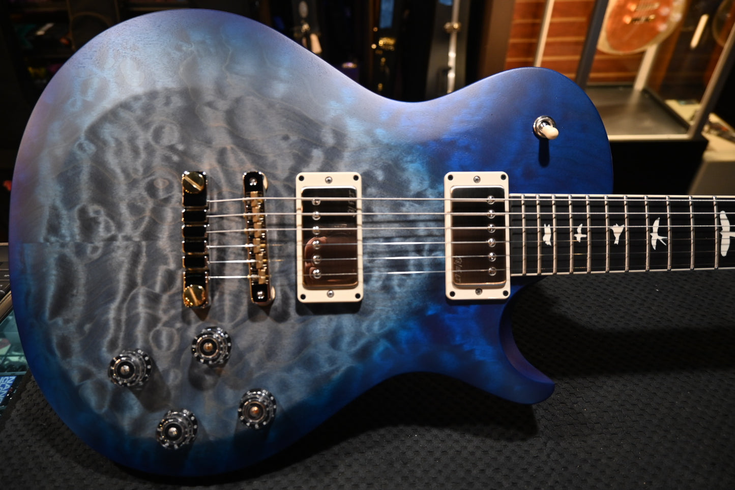 PRS Wood Library S2 McCarty SC 594 Single-Cut Quilt - Faded Gray Black Blue Burst Guitar #8896