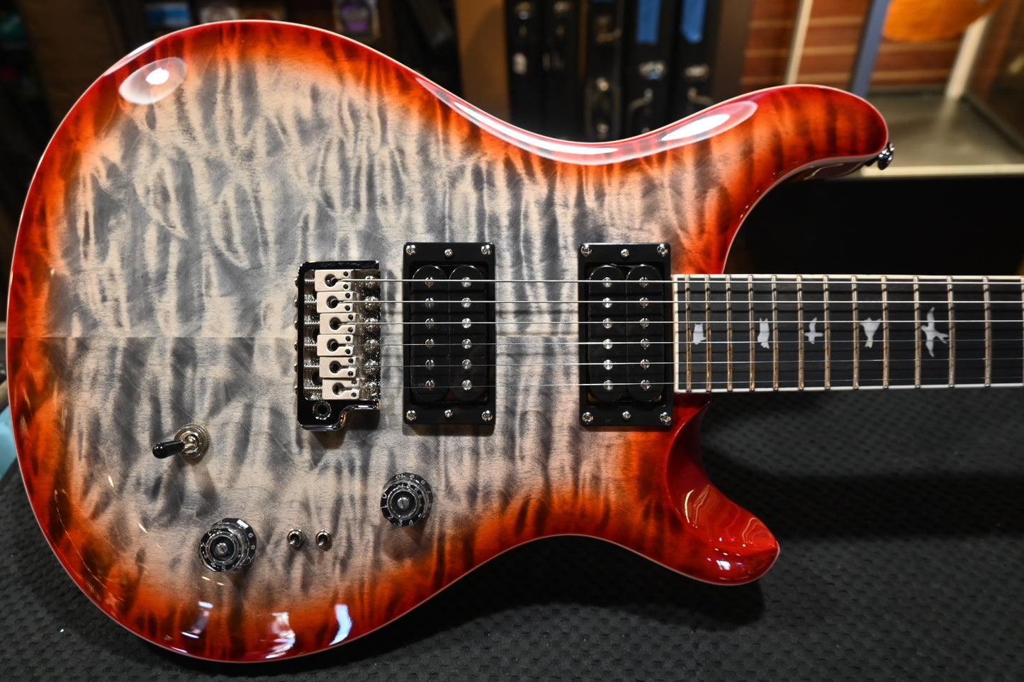 PRS SE Custom 24-08 Quilt - Charcoal Cherry Burst Guitar #2477